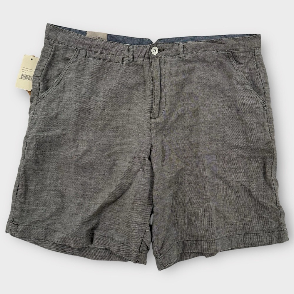 Jachs Shorts Mens 40 Classic Fit Chino Dark Grey Linen Blend Casual Hiking NEW